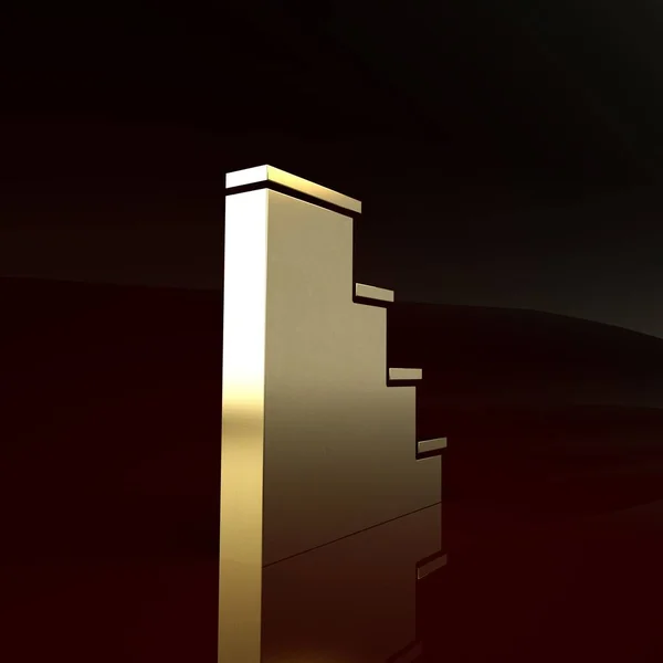 Gold Staircase Symbol isoliert auf braunem Hintergrund. Minimalismus-Konzept. 3D Illustration 3D Renderer — Stockfoto