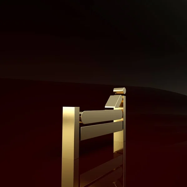 Gold Bed ikona izolované na hnědém pozadí. Minimalismus. 3D ilustrace 3D vykreslení — Stock fotografie