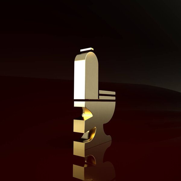 Иконка золотой чаши игрушки выделена на коричневом фоне. Концепция минимализма. 3D-рендеринг