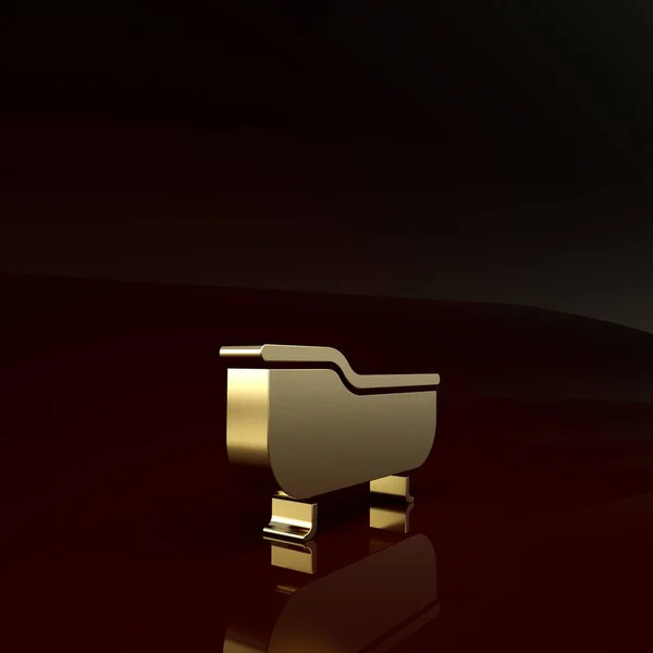 Gold Bathtub icon isolated on brown background. Minimalism concept. 3d illustration 3D render — Stock Photo, Image