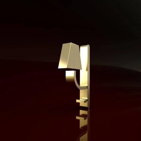 Icono de aplique Gold Wall aislado sobre fondo marrón. Luz de lámpara de pared. Concepto minimalista. 3D ilustración 3D render —  Fotos de Stock