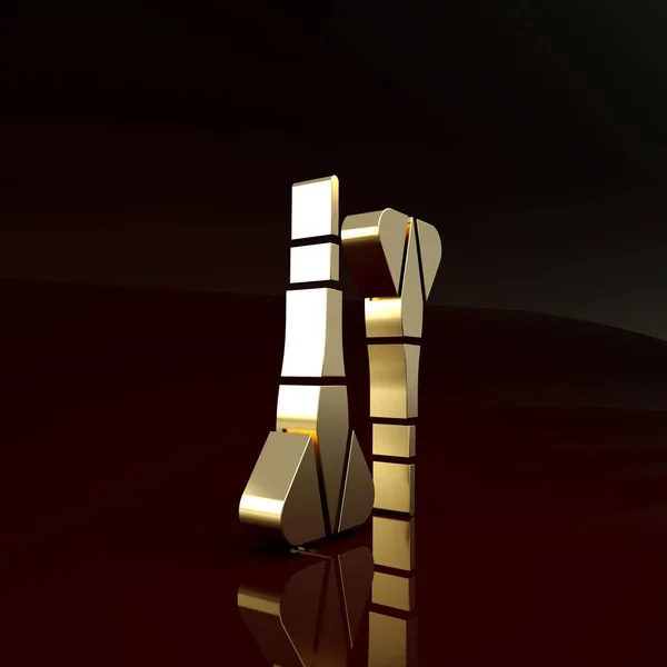 Icono de flecha Dart oro aislado sobre fondo marrón. Concepto minimalista. 3D ilustración 3D render — Foto de Stock