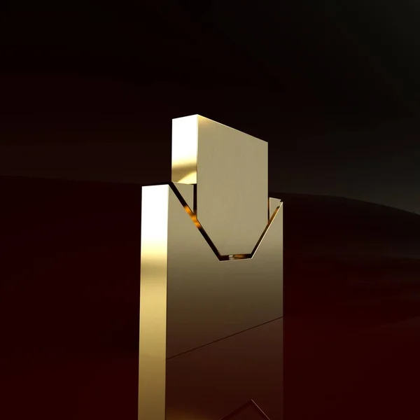 Ícone de convite de ouro isolado no fundo marrom. Modelo de cartaz de celebração para convite ou cartão de saudação. Conceito de minimalismo. 3D ilustração 3D render — Fotografia de Stock