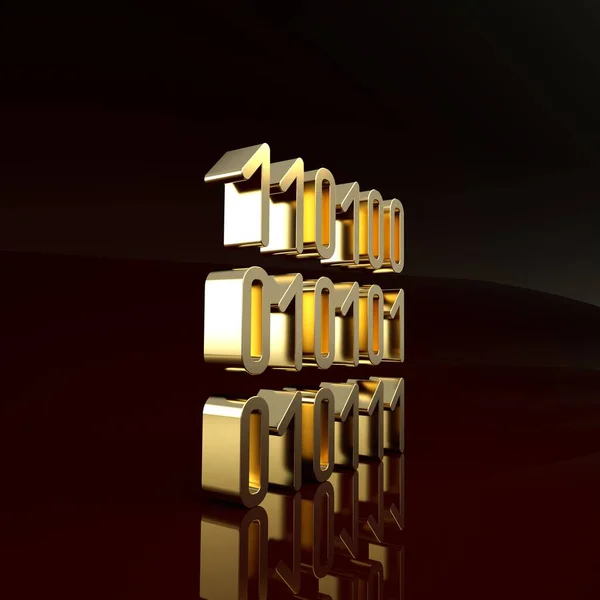 Icono de código binario oro aislado sobre fondo marrón. Concepto minimalista. 3D ilustración 3D render —  Fotos de Stock