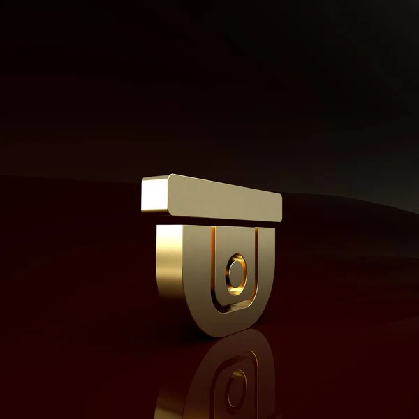 Χρυσό εικονίδιο αισθητήρα κίνησης απομονωμένο σε καφέ φόντο. Μινιμαλιστική έννοια. 3d απεικόνιση 3D καθιστούν — Φωτογραφία Αρχείου