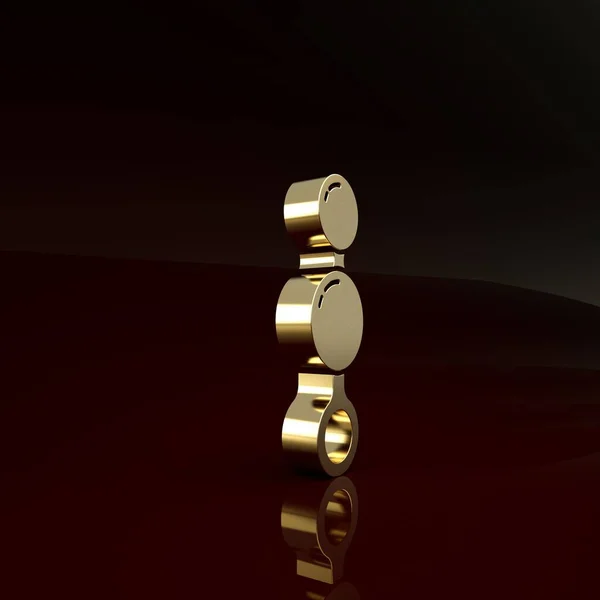 Oro Abalorios anales icono aislado sobre fondo marrón. Signo de bolas anales. Accesorio fetichista. Juguete sexual para hombres y mujeres. Concepto minimalista. 3D ilustración 3D render — Foto de Stock