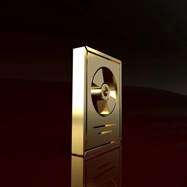 Nagroda Złoty dysk CD w ikonie ramki izolowane na brązowym tle. Nowoczesna ceremonia. Najlepszy sprzedawca. Muzyczne trofeum. Koncepcja minimalizmu. Ilustracja 3d — Zdjęcie stockowe