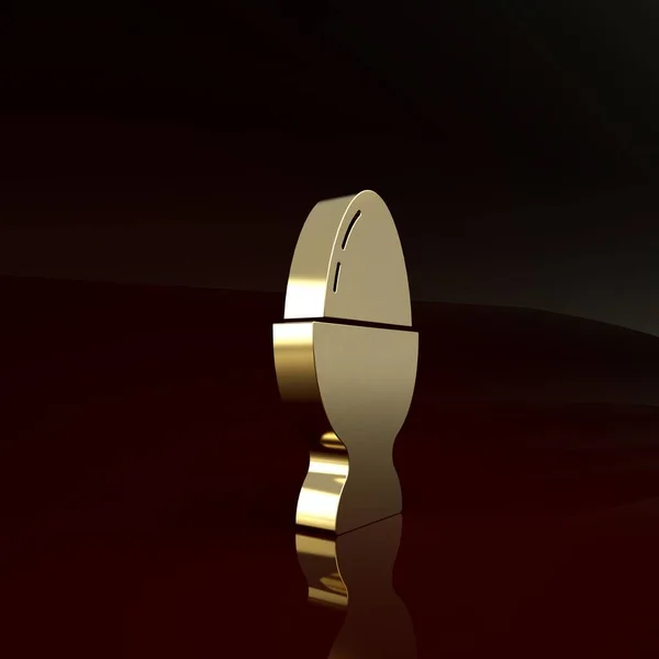 Goldenes Osterei auf einem Standsymbol auf braunem Hintergrund. Frohe Ostern. Minimalismus-Konzept. 3D Illustration 3D Renderer — Stockfoto