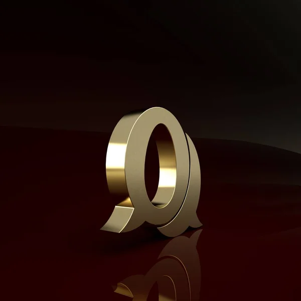 Gold-Sprechblase mit Osterei-Symbol isoliert auf braunem Hintergrund. Frohe Ostern. Minimalismus-Konzept. 3D Illustration 3D Renderer — Stockfoto