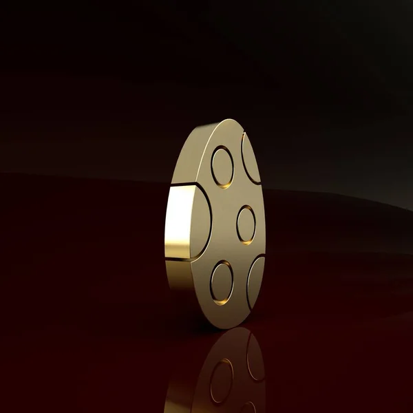 Icono de huevo de Pascua dorado aislado sobre fondo marrón. Feliz Pascua. Concepto minimalista. 3D ilustración 3D render — Foto de Stock