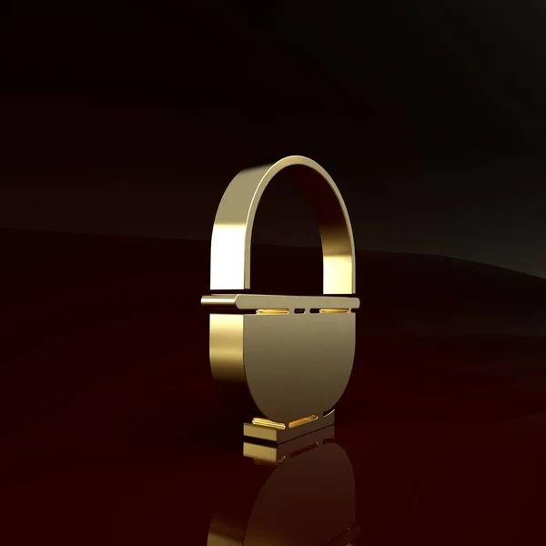 Cesta de oro icono aislado sobre fondo marrón. Feliz Pascua. Concepto minimalista. 3D ilustración 3D render —  Fotos de Stock