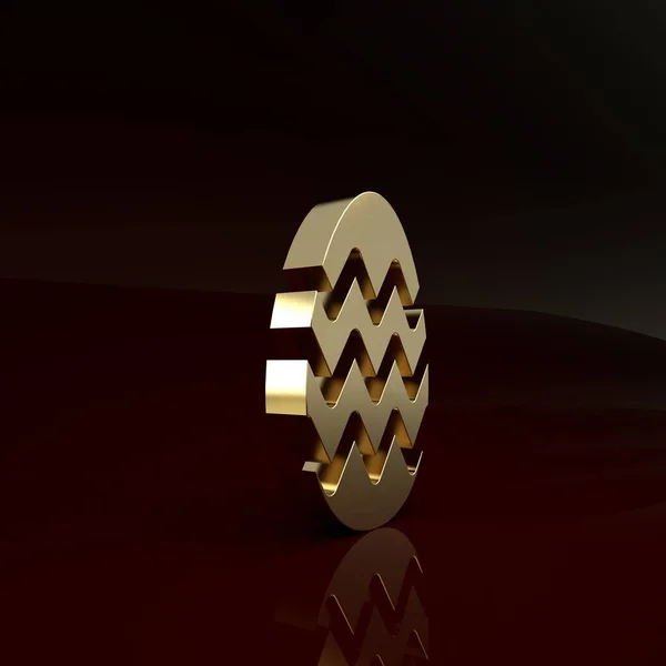 Ícone de ovo de Páscoa de ouro isolado no fundo marrom. Feliz Páscoa. Conceito de minimalismo. 3D ilustração 3D render — Fotografia de Stock