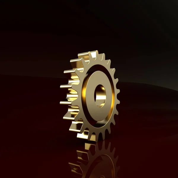 Значок золотой циркулярной пилы изолирован на коричневом фоне. Пильное колесо. Концепция минимализма. 3D-рендеринг — стоковое фото