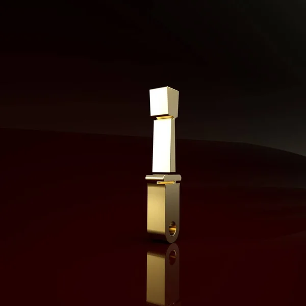 Złota ikona śrubokręta izolowana na brązowym tle. Symbol narzędzia serwisowego. Koncepcja minimalizmu. Ilustracja 3D 3D renderowania — Zdjęcie stockowe