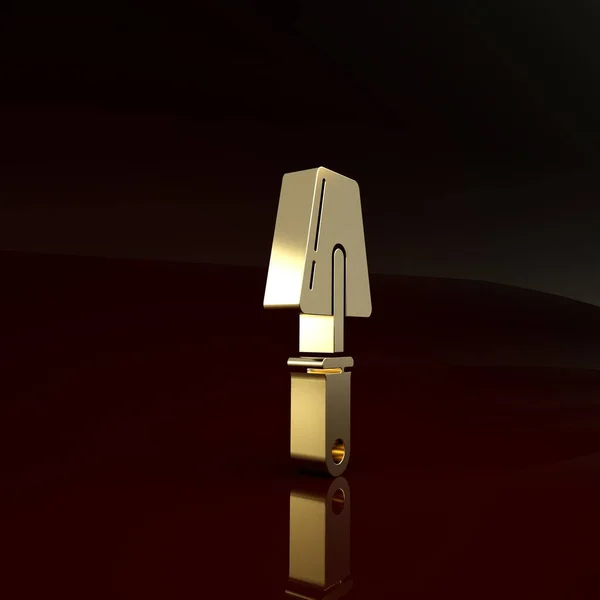 Icône Truelle d'or isolée sur fond brun. Concept de minimalisme. Illustration 3D rendu 3D — Photo