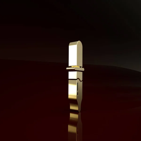 Ikona Gold Pipette izolované na hnědém pozadí. Prvek lékařského, chemického laboratorního vybavení. Symbol medicíny. Minimalismus. 3D ilustrace 3D vykreslení — Stock fotografie