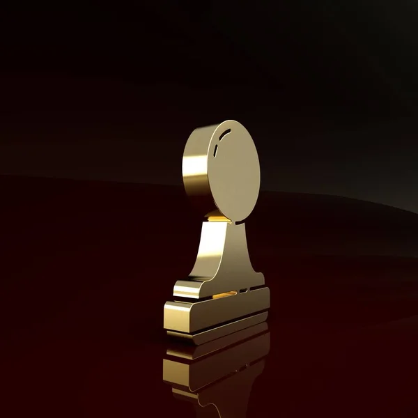 Ikon stempel emas diisolasi pada latar belakang coklat. Konsep minimalisme. Tampilan 3D ilustrasi 3d — Stok Foto