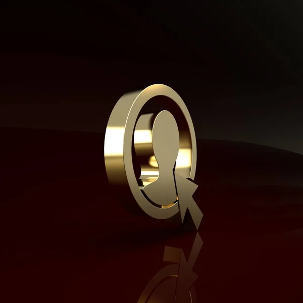 Gold Create account screen icon isoliert auf braunem Hintergrund. Minimalismus-Konzept. 3D Illustration 3D Renderer — Stockfoto