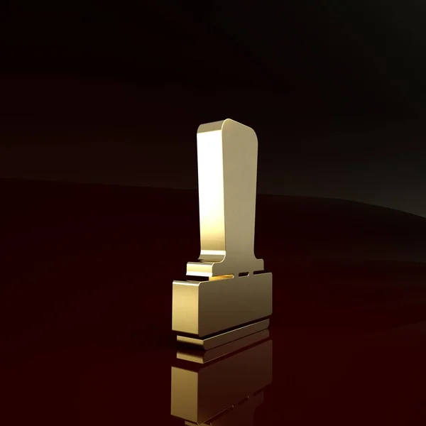 Icono de sello de oro aislado sobre fondo marrón. Concepto minimalista. 3D ilustración 3D render —  Fotos de Stock