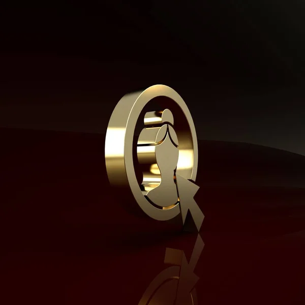 Ouro Criar ícone de tela de conta isolado no fundo marrom. Conceito de minimalismo. 3D ilustração 3D render — Fotografia de Stock