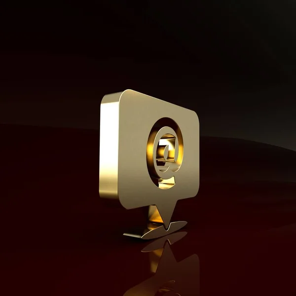 Gold Mail en e-mail icoon geïsoleerd op bruine achtergrond. Envelop symbool e-mail. E-mailbericht teken. Minimalisme concept. 3d illustratie 3d renderen — Stockfoto