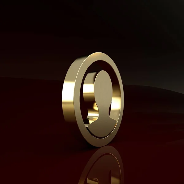 Gold Create account screen icon isoliert auf braunem Hintergrund. Minimalismus-Konzept. 3D Illustration 3D Renderer — Stockfoto