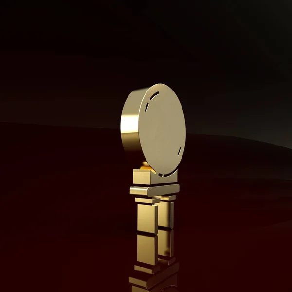 Gold Light lähettävä diodi kuvake eristetty ruskealla taustalla. Puolijohdediodin sähkökomponentti. Minimalismin käsite. 3d kuva 3D renderöinti — kuvapankkivalokuva