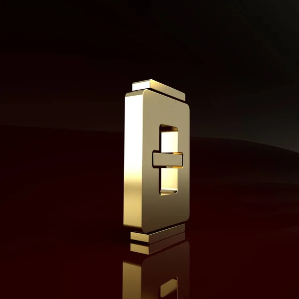 Ícone de interruptor de luz Gold Electric isolado no fundo marrom. Ícone de ligar e desligar. Dimmer sinal interruptor de luz. Conceito de economia de energia. Conceito de minimalismo. 3D ilustração 3D render — Fotografia de Stock