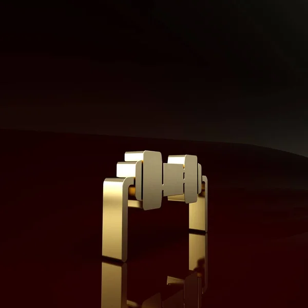 Gold Resistor Stromsymbol isoliert auf braunem Hintergrund. Minimalismus-Konzept. 3D Illustration 3D Renderer — Stockfoto