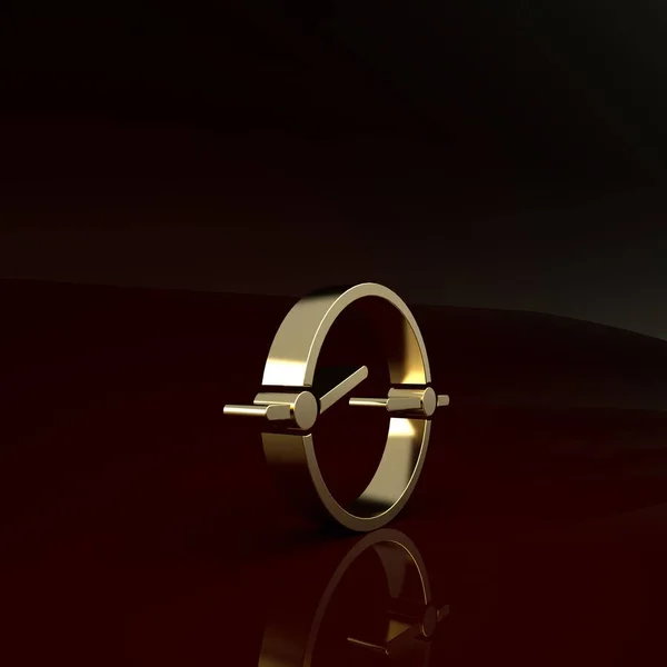 Gold Electric Circuit Schema Symbol isoliert auf braunem Hintergrund. Leiterplatte. Minimalismus-Konzept. 3D Illustration 3D Renderer — Stockfoto