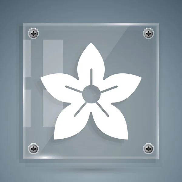 Bílý lotosový květ ikona izolované na šedém pozadí. Čtvercové sklo. Vektorová ilustrace — Stockový vektor