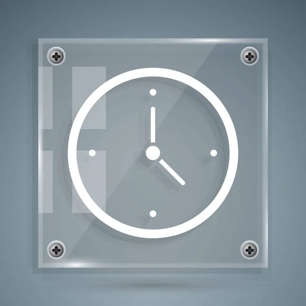 Blanco Icono de entrega en tiempo rápido aislado sobre fondo gris. Servicio oportuno, cronómetro en movimiento, concepto de plazo, velocidad del reloj. Paneles cuadrados de vidrio. Ilustración vectorial — Archivo Imágenes Vectoriales