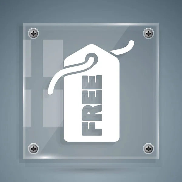White Price címke felirattal Free icon isolated on grey background. A jelvény ára. Promo tag kedvezmény. Négyzet alakú üvegtáblák. Vektorillusztráció — Stock Vector