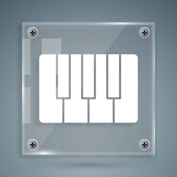 White Music Synthesizer Symbol isoliert auf grauem Hintergrund. Elektronisches Klavier. Quadratische Glasscheiben. Vektorillustration — Stockvektor