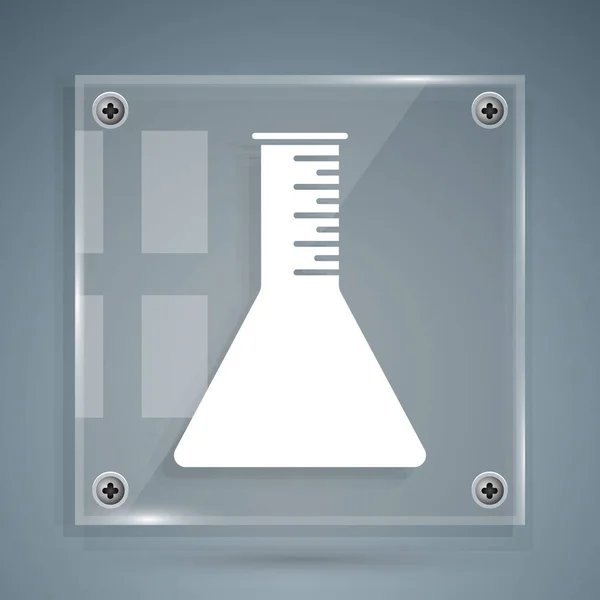 Weißes Öl-Reagenzglas-Symbol isoliert auf grauem Hintergrund. Quadratische Glasscheiben. Vektorillustration — Stockvektor