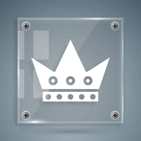 Witte Koning speelkaart pictogram geïsoleerd op grijze achtergrond. Casino gokken. Vierkante glazen panelen. Vector Illustratie — Stockvector