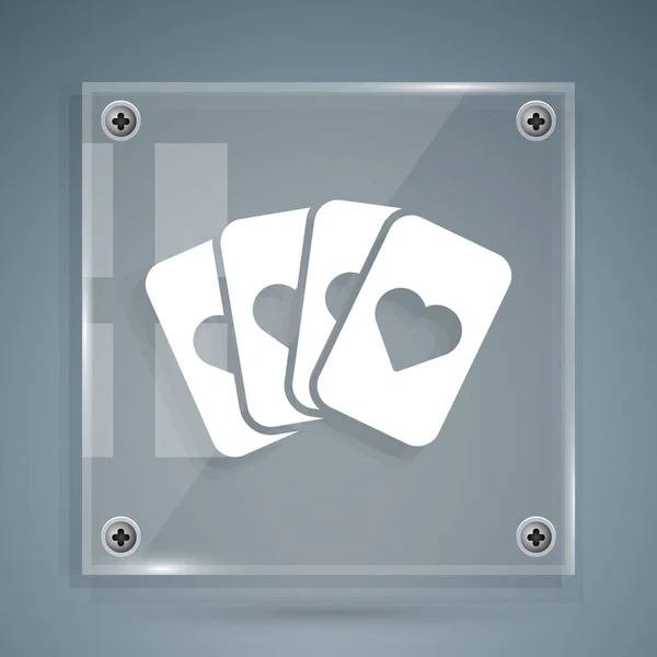 Baraja blanca de cartas icono aislado sobre fondo gris. Juego de casino. Paneles cuadrados de vidrio. Ilustración vectorial — Vector de stock