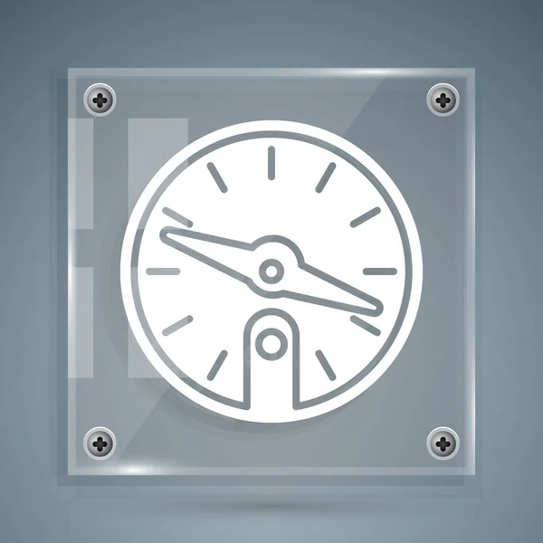 Wit kompas pictogram geïsoleerd op grijze achtergrond. Windrose navigatiesymbool. Windroos teken. Vierkante glazen panelen. Vector Illustratie — Stockvector