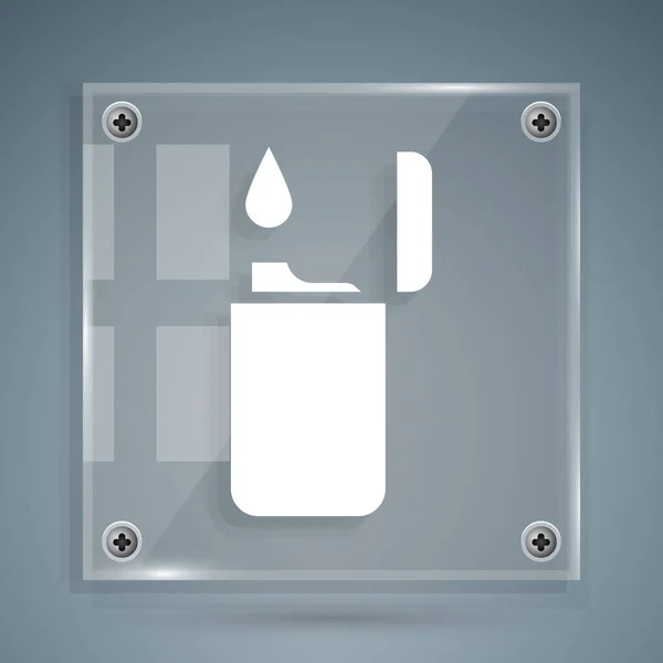Weißes Feuerzeugsymbol isoliert auf grauem Hintergrund. Quadratische Glasscheiben. Vektorillustration — Stockvektor