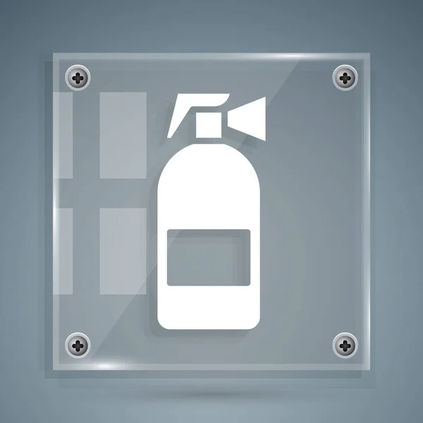 White Fire extinguisher icon isolated on grey background. Square glass panels. Vector Illustration — Stock Vector