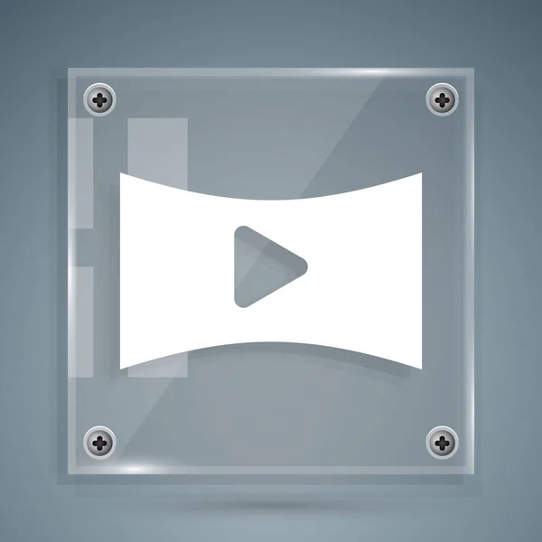 White Online spielen Video-Symbol isoliert auf grauem Hintergrund. Filmstreifen mit Spielzeichen. Quadratische Glasscheiben. Vektorillustration — Stockvektor