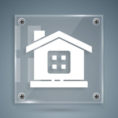 Beyaz Saray simgesi gri arka planda izole edildi. Ev sembolü. Kare cam paneller. Vektör İllüstrasyonu