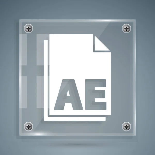 Icono del documento del archivo AE blanco aislado sobre fondo gris. Paneles cuadrados de vidrio. Ilustración vectorial — Vector de stock