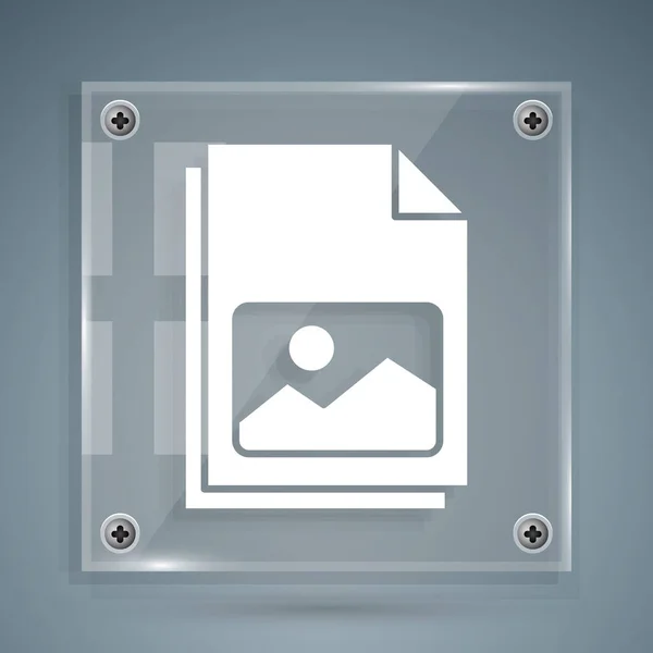 Fehér kép táj ikon elszigetelt szürke háttér. Négyzet alakú üvegtáblák. Vektorillusztráció — Stock Vector