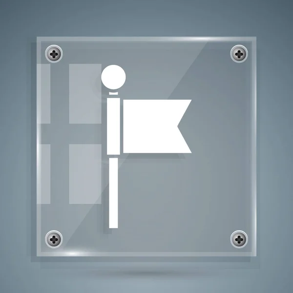 Icône drapeau blanc isolée sur fond gris. Marqueur de position symbole. Panneaux carrés en verre. Illustration vectorielle — Image vectorielle