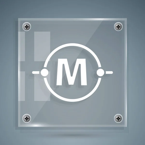 Icono de esquema eléctrico blanco aislado sobre fondo gris. Placa de circuito. Paneles cuadrados de vidrio. Ilustración vectorial — Archivo Imágenes Vectoriales