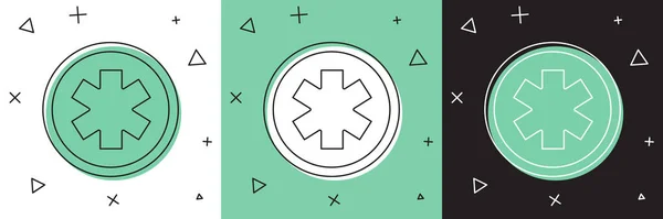Ensemble Symbole médical de l'icône Urgence - Étoile de vie isolée sur fond blanc et vert, noir. Illustration vectorielle — Image vectorielle
