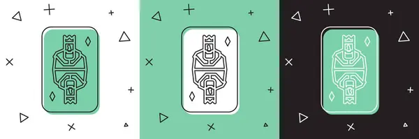 Zestaw karty gry King z ikoną symbolu diamentów izolowanych na białym i zielonym, czarnym tle. Hazard w kasynie. Ilustracja wektora — Wektor stockowy