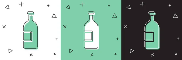 Set Alkoholflaschensymbol isoliert auf weißem und grünem, schwarzem Hintergrund. Vektorillustration — Stockvektor