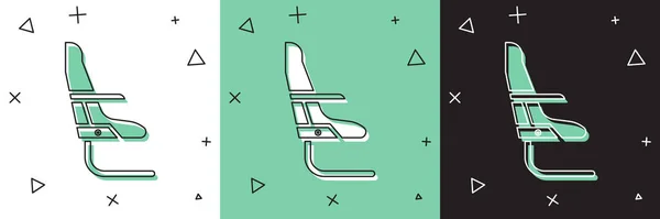 Definir ícone assento avião isolado em branco e verde, fundo preto. Ilustração vetorial — Vetor de Stock